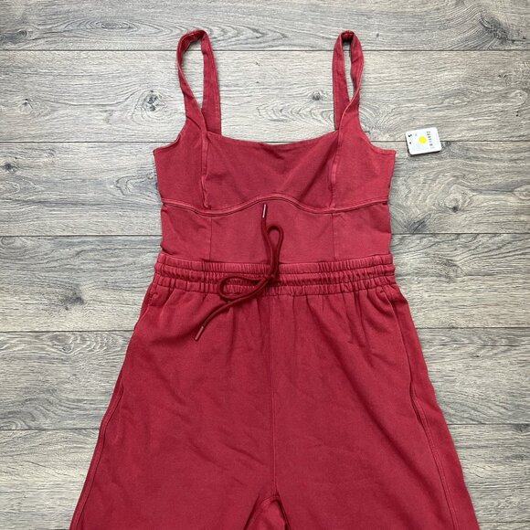Free People Movement Sz Large Womens Crimson Red Inbound Romper Jumpsuit - Picture 7 of 16